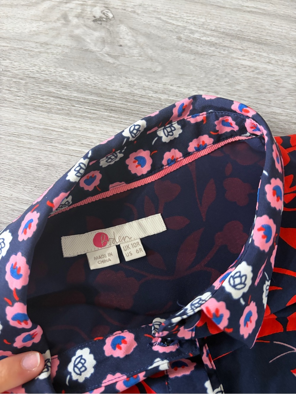 Boden Navy and Red Mixed-Print Midi Dress - Picture 5 of 7